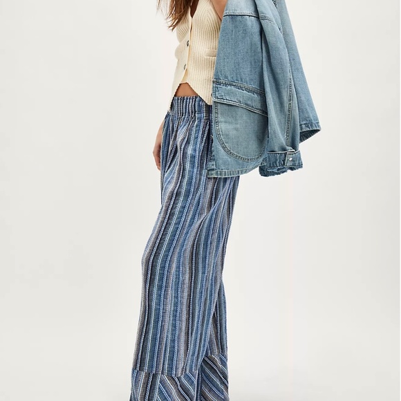 Freepeople Days End Indigo Blue Striped Pants - Picture 2 of 7